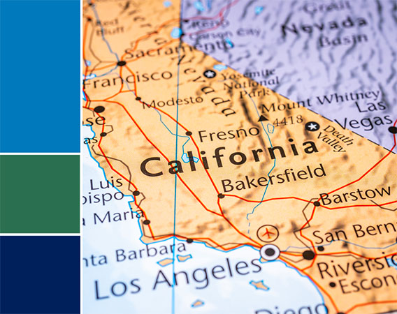 Image of California on a map
