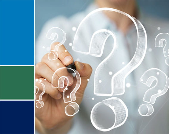 question marks over faded out image of person with pen