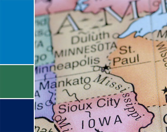 Close up of Minnesota on globe