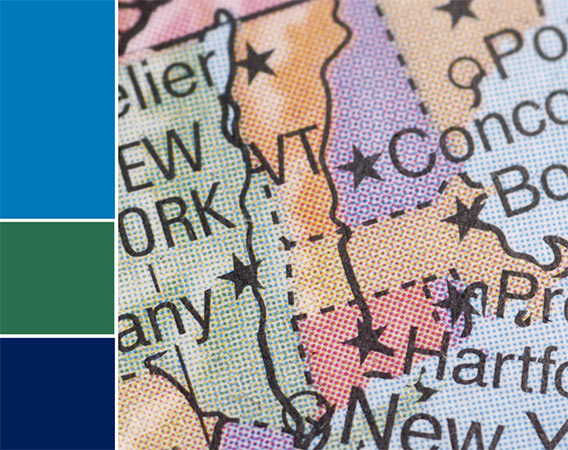 Close up of Vermont/east coast on globe